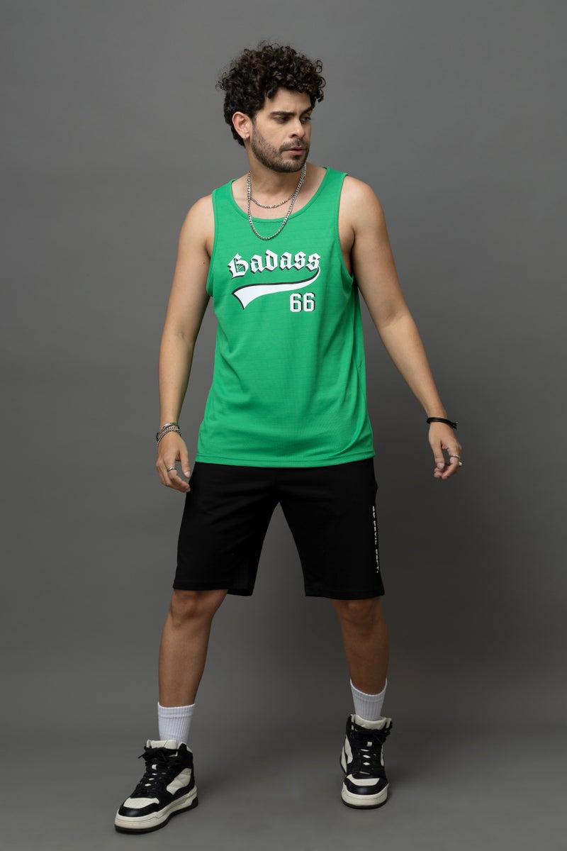 Go Devil Badass 66 Green Sleeveless Vest for Men - Image 1